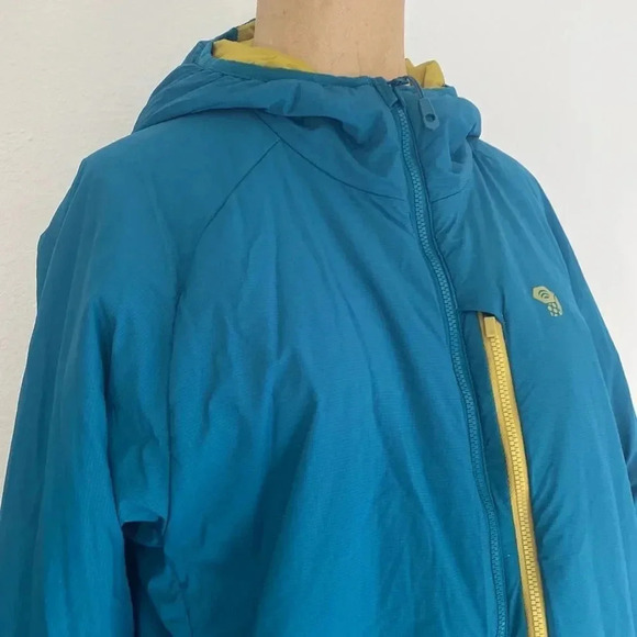 MOUNTAIN Hardware sz M teal jacket with yellow interior midweight zip pockets - Picture 2 of 8